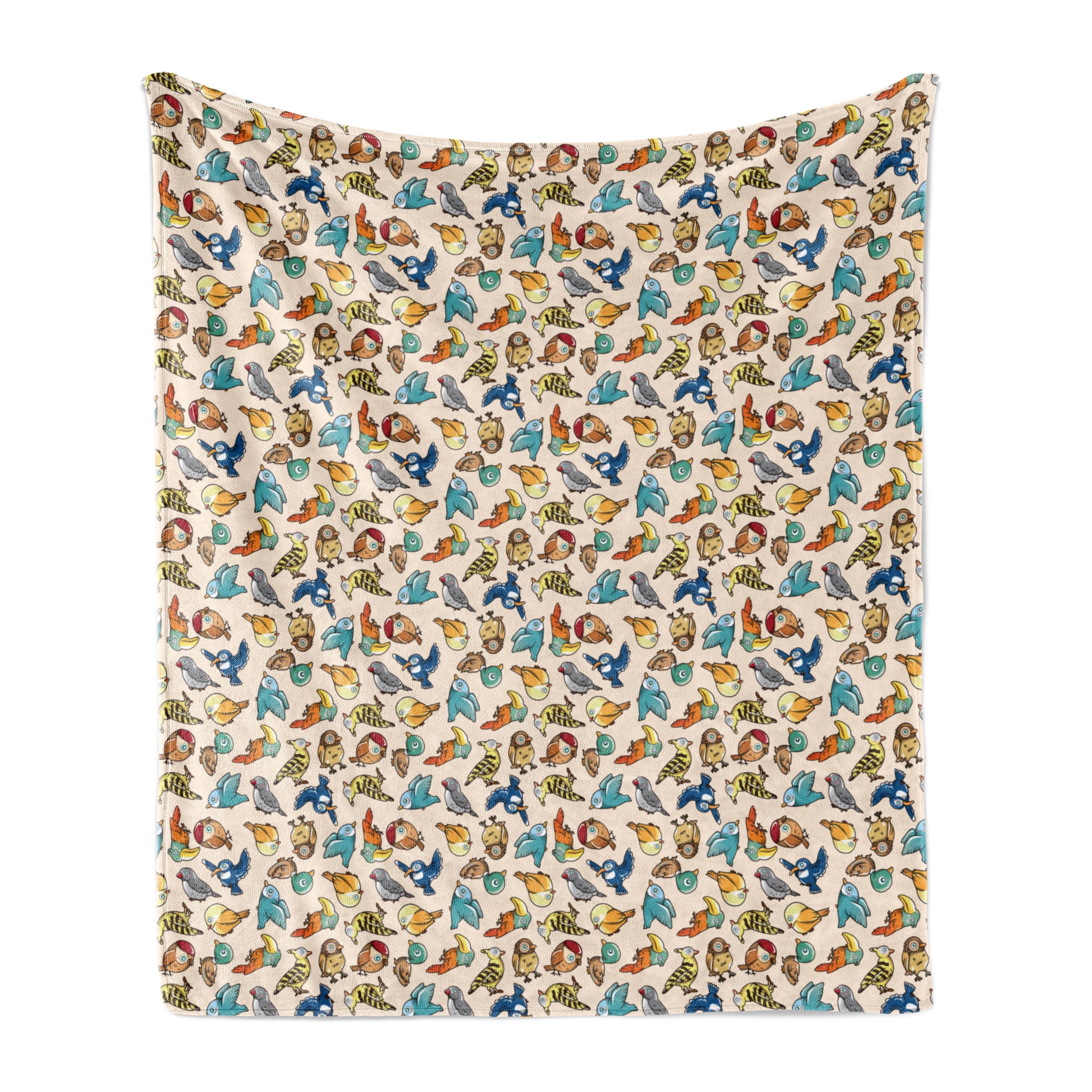 Ambesonne Birds Fleece Throw Blanket Funny Cartoon Design Multicolor | Wayfair