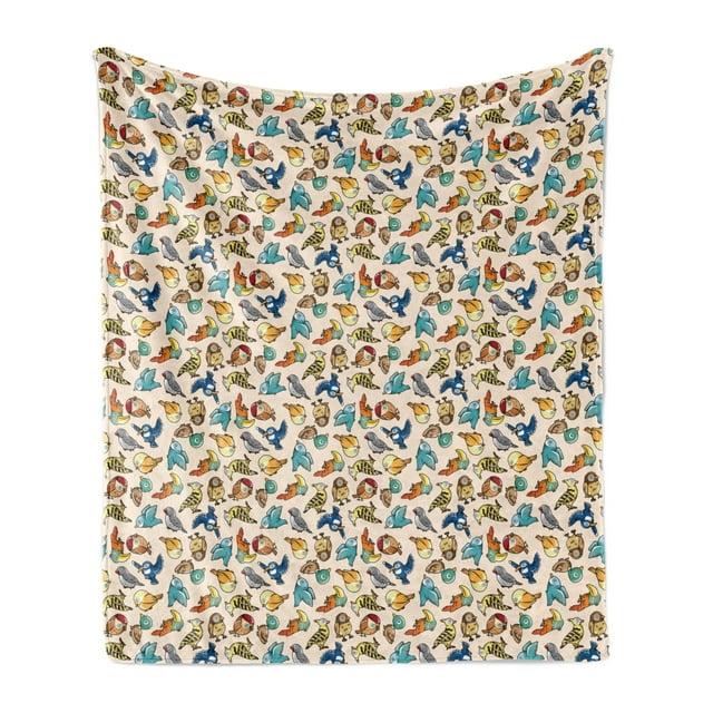Ambesonne Birds Fleece Throw Blanket Funny Cartoon Design Multicolor | Wayfair