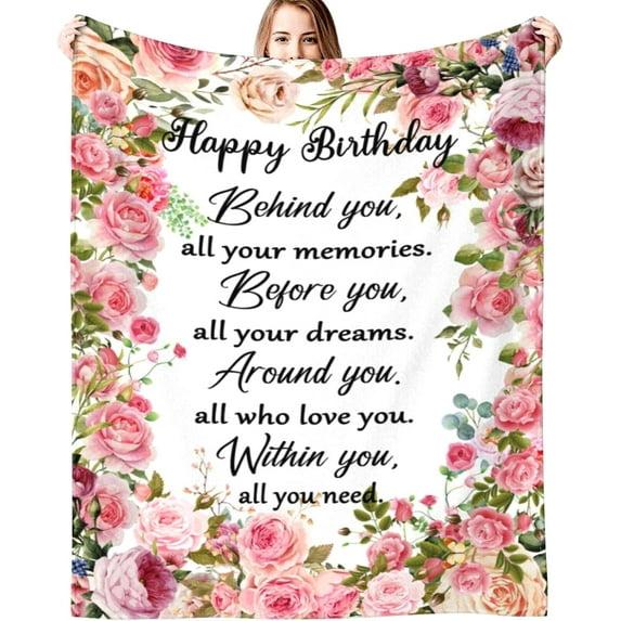 DALIHUA Birthday Gifts for Women Blanket Happy Birthday Decorations Throw Blanket Best Birthday Gift Ideas for Women Men 60x80inches