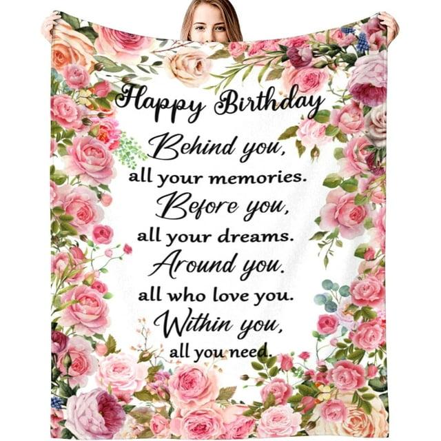 DALIHUA Birthday Gifts for Women Blanket Happy Birthday Decorations Throw Blanket Best Birthday Gift Ideas for Women Men 60x80inches