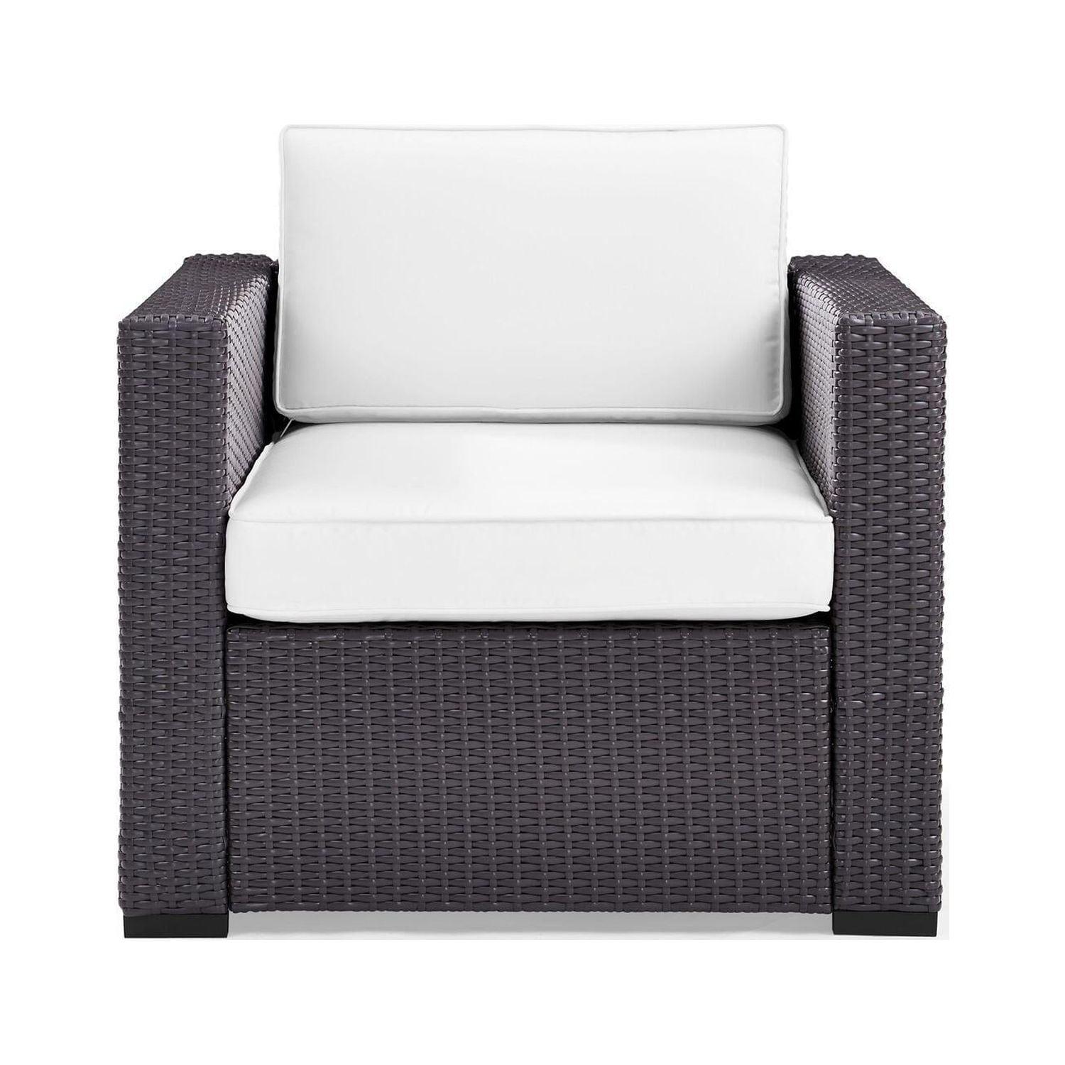 Modern White Metal Accent Chair with UV-Resistant Cushion