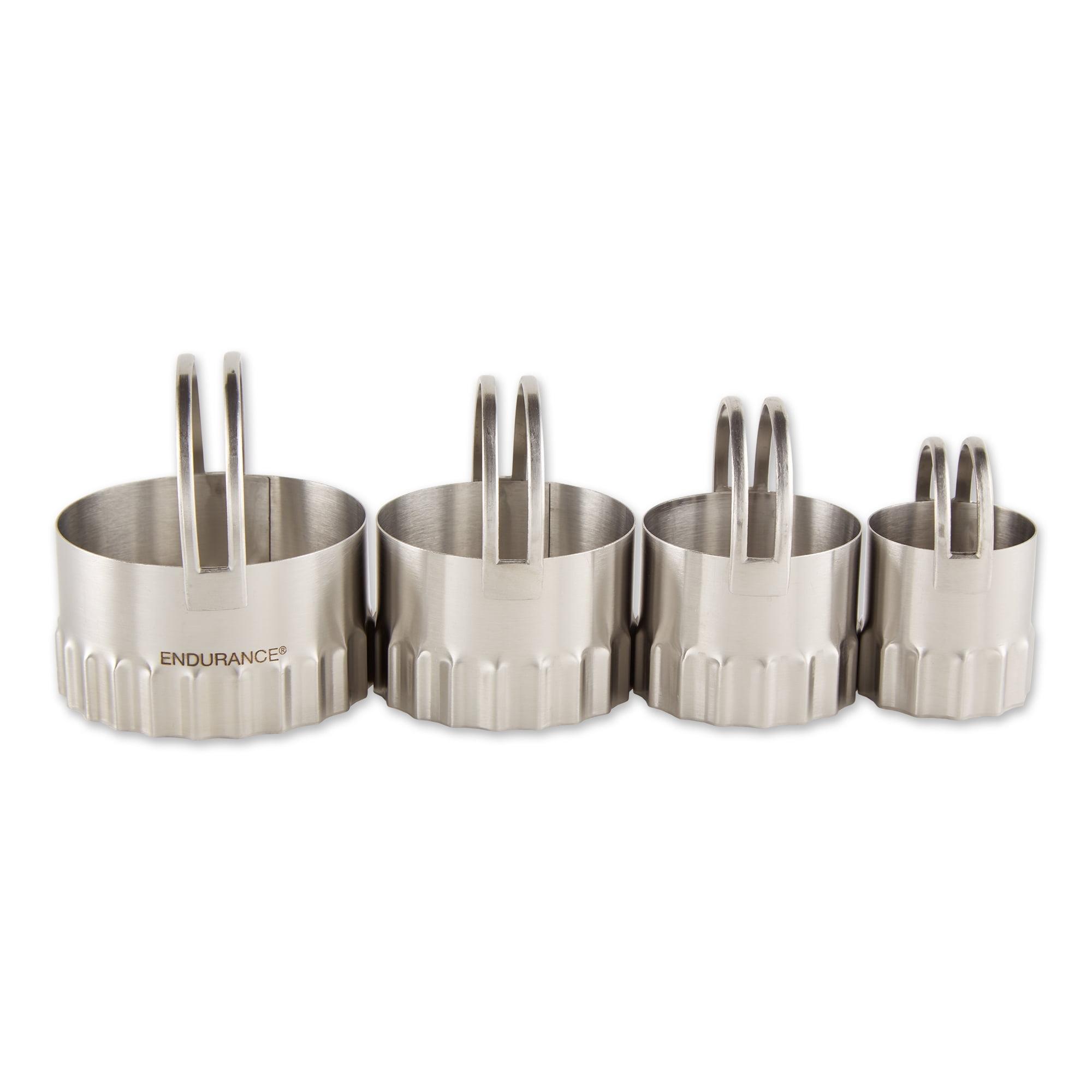 Stainless Steel Rippled Round Biscuit Cutters Set of 4