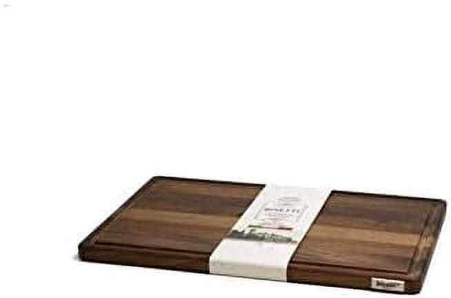 Bisetti Walnut Wood Cutting Chopping Slicing Board with Juice Groove, 19.6 x 13.8 x 0.78 Inches