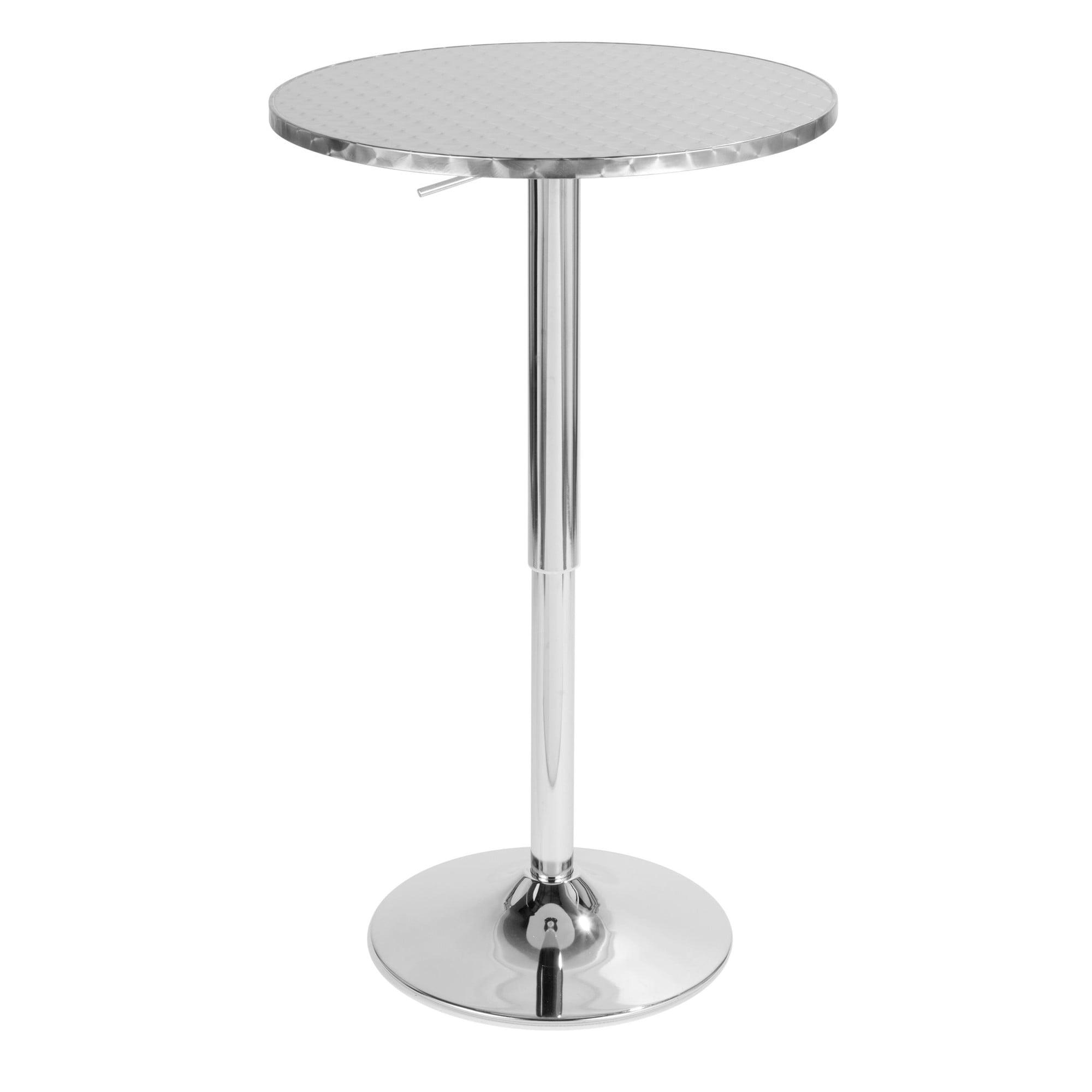 Bistro Contemporary Adjustable Round Bar Table in Silver by LumiSource