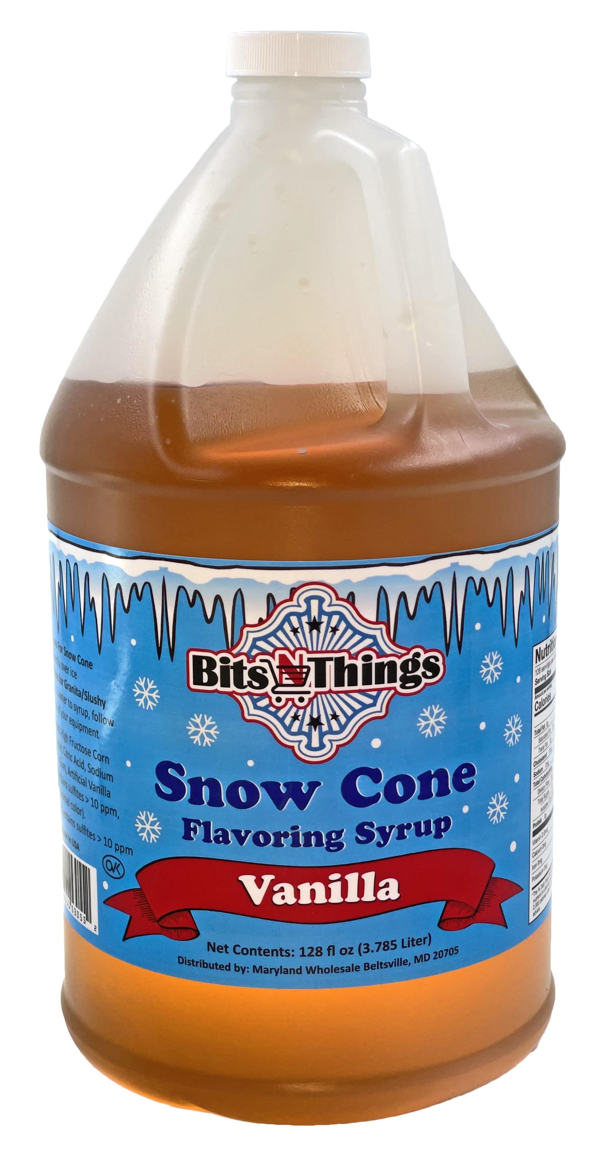 Bits N Things Vanilla Snow Cone Syrup | Slushy & Granita | Kosher | Made In America | 1 Gallon