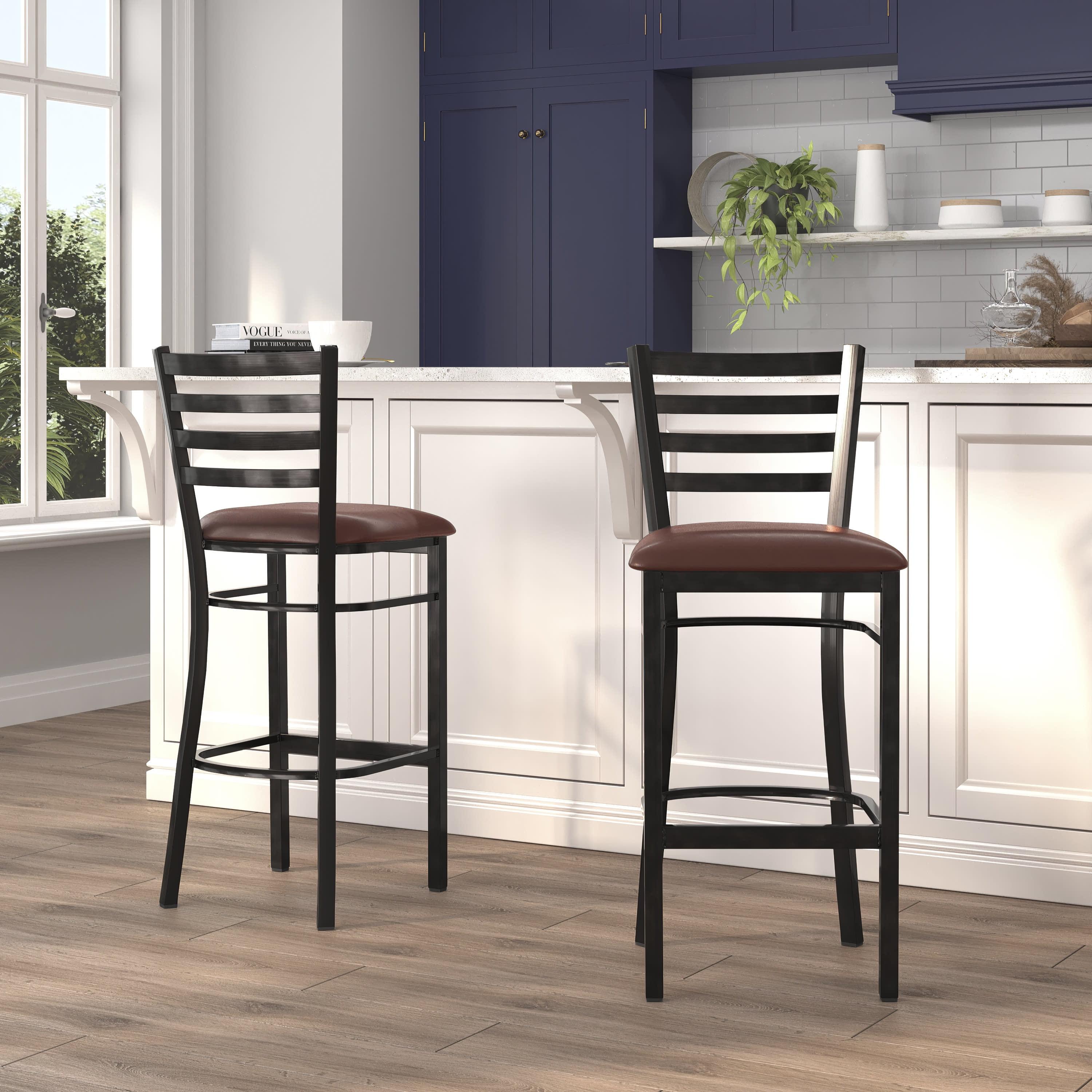 Flash Furniture Brixton Hercules Series Ladder Back Metal Restaurant Barstools