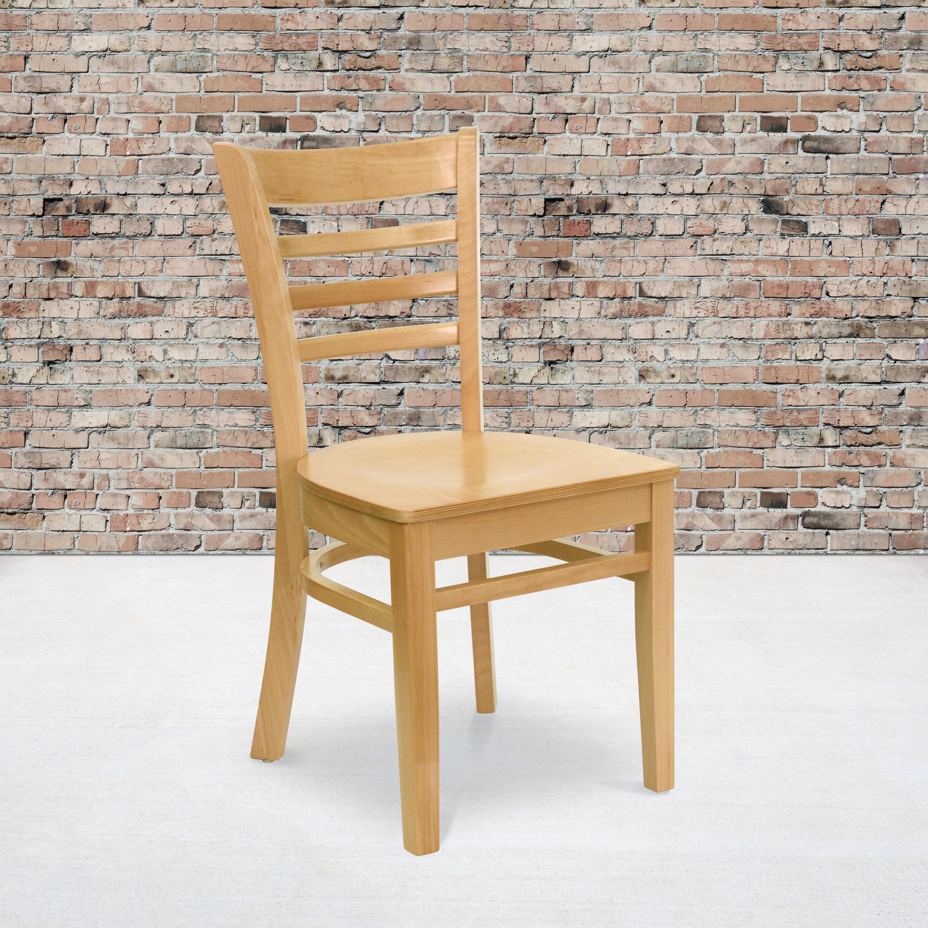 Natural Wood Ladderback Slat Side Chair, 33.75" Height