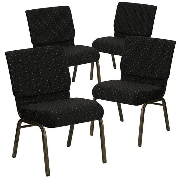 Flash Furniture HERCULES Series Fabric Church Stacking Chair Black Dot Patterned/Gold Vein Frame 4