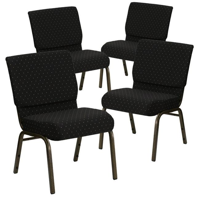 Flash Furniture HERCULES Series Fabric Church Stacking Chair Black Dot Patterned/Gold Vein Frame 4