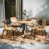 BizChair 4 Pack Beige Rattan Indoor-Outdoor Restaurant Stack Chair
