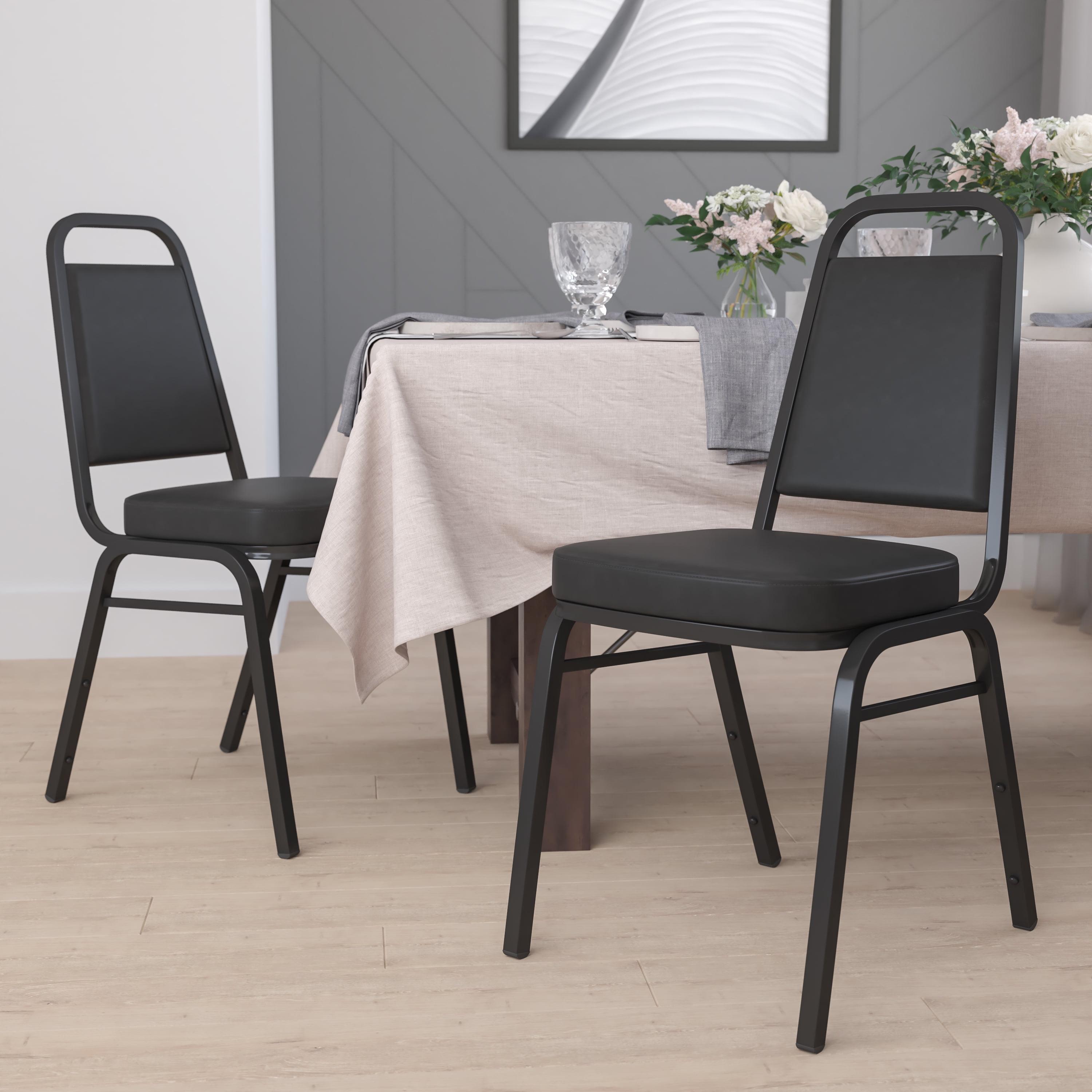 Hercules Series 20.25" Armless Stacking Banquet Chair in Black Vinyl