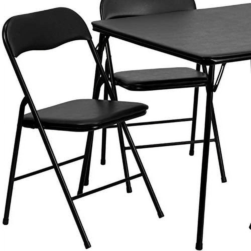 Black Metal Folding Card Table and Chair Set, 5 Piece