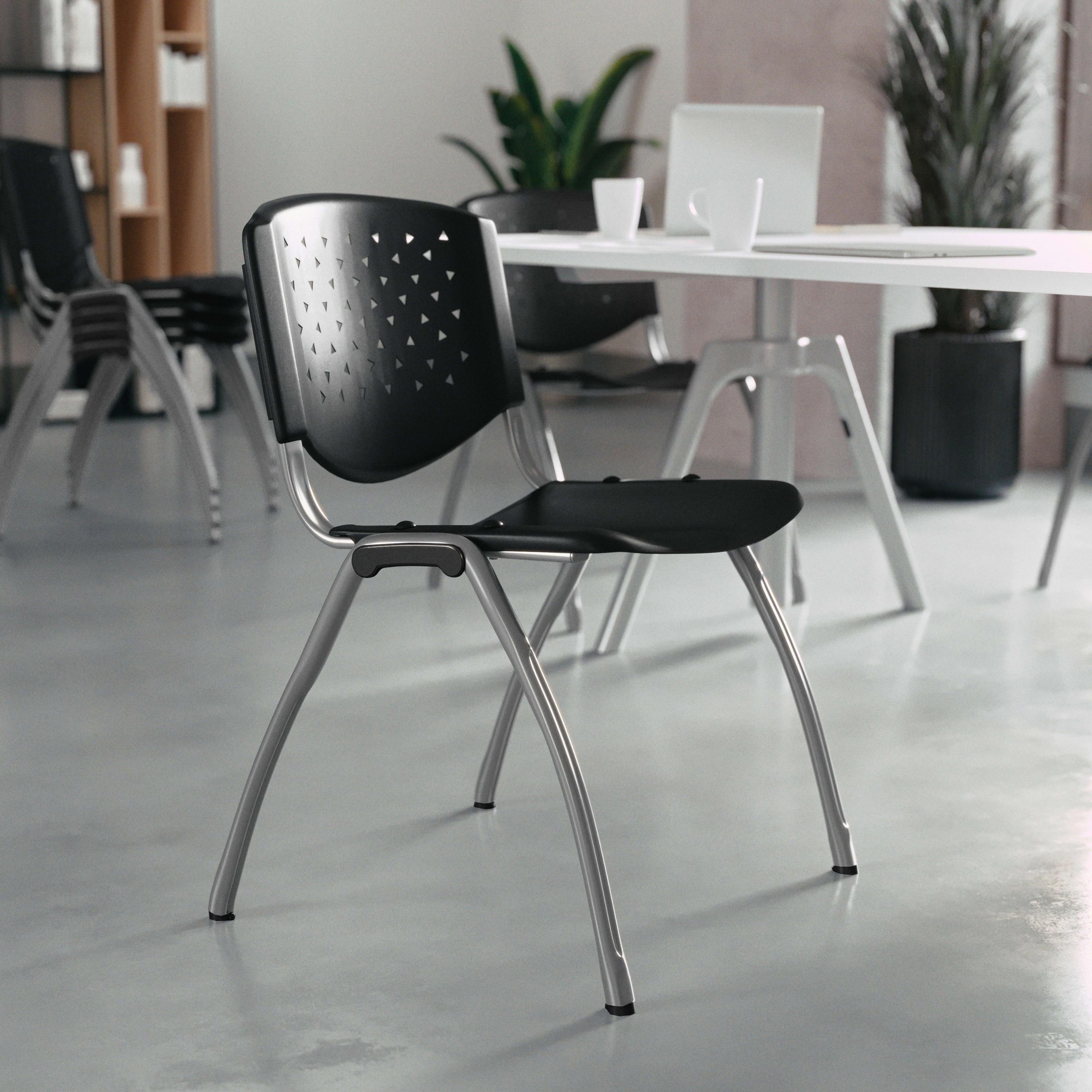 Steel Tube Ergonomic Stacking Chair in Black and Gray