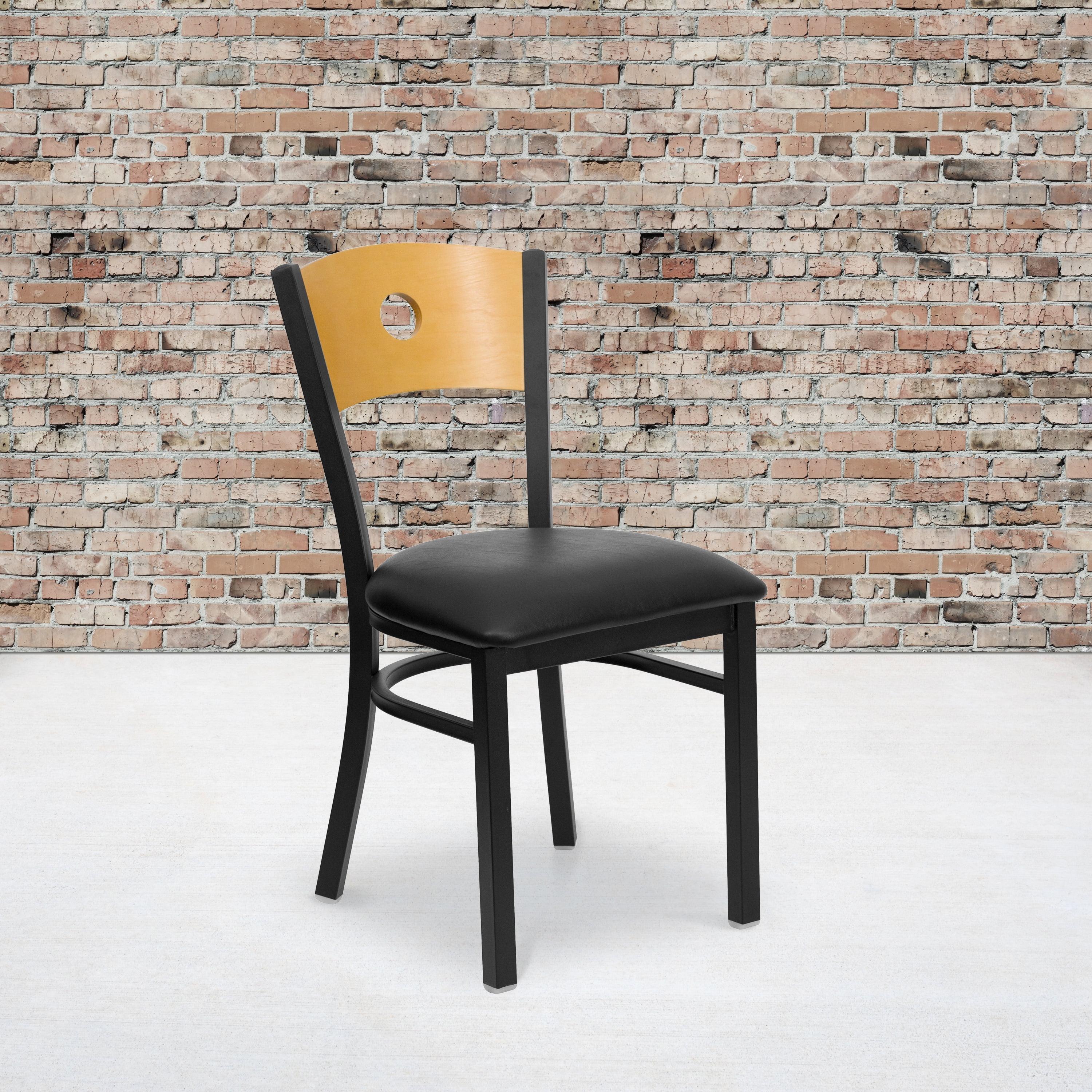 Black Circle Back Steel Frame Side Chair with Vinyl Seat