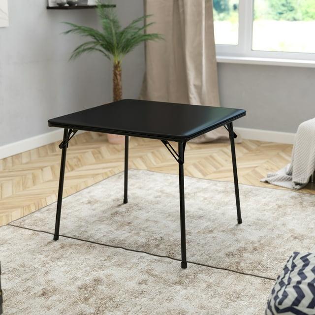 ChicCrest  Square Folding Table - Lightweight & Portable, Seats 4 Adults, 130 lbs Capacity, Vinyl-Covered Padded Top, Multipurpose for Game, Card, Dining etc., Rated for Commercial Use, Black