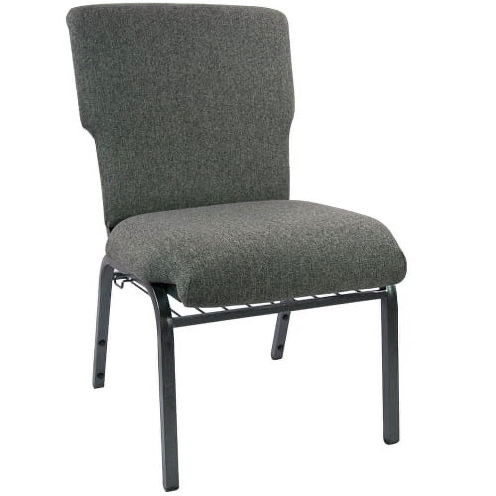 Charcoal Gray Fabric 21" Stacking Church Chair with Silver Steel Frame