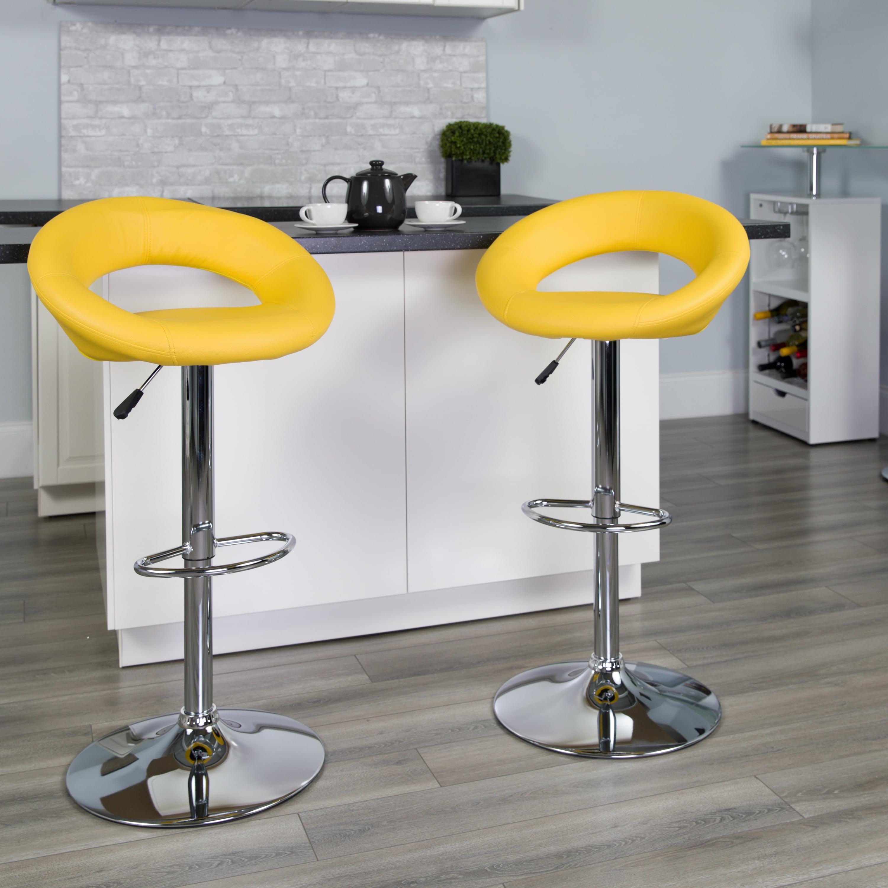 Contemporary Swivel Upholstered Adjustable Height Counter Stool with Metal Frame