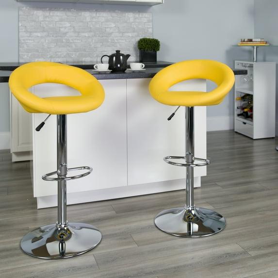 Flash Furniture Contemporary Vinyl Rounded Orbit-Style Back Adjustable Height Barstool with Chrome Base
