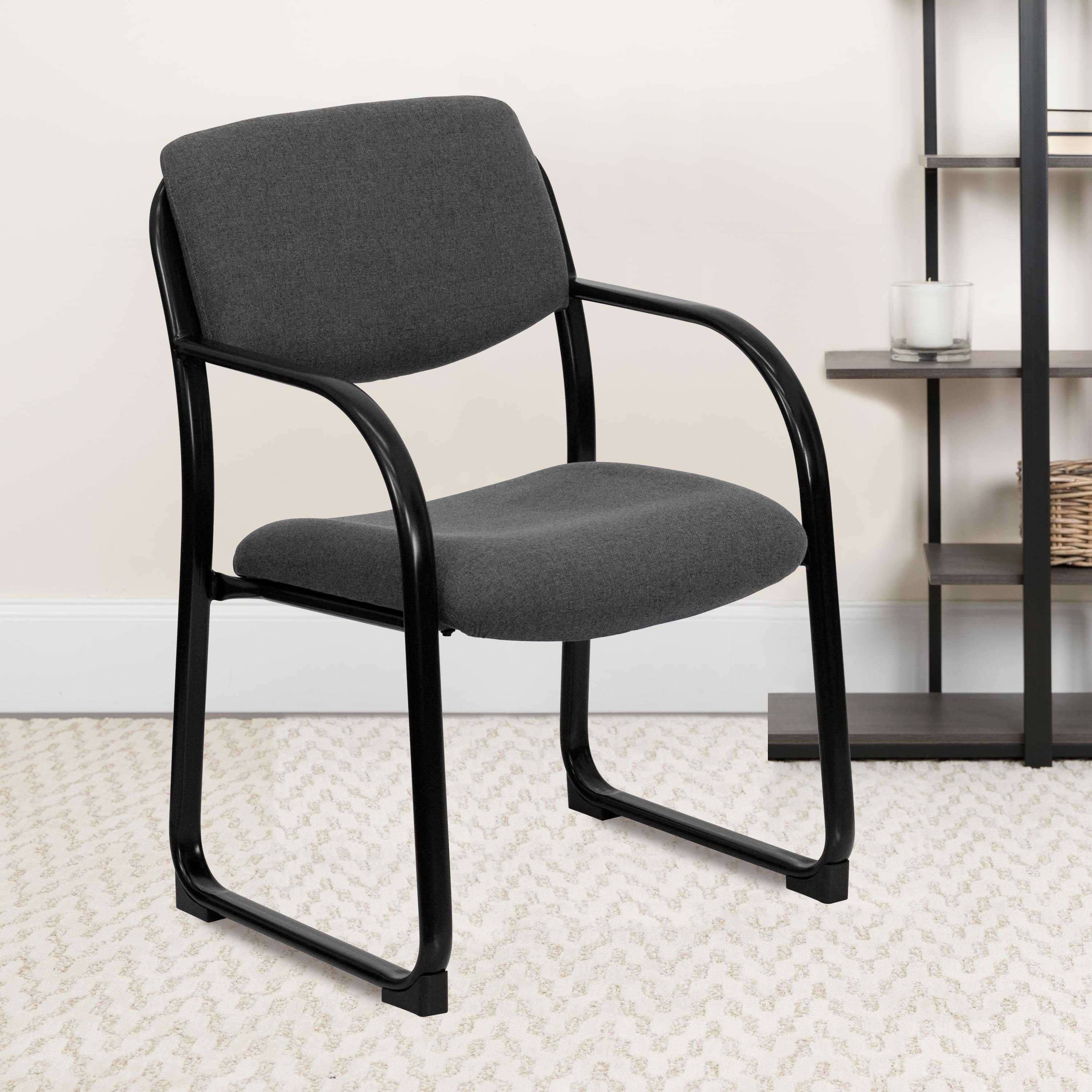 Elegant Gray Fabric Executive Side Chair with Metal Sled Base