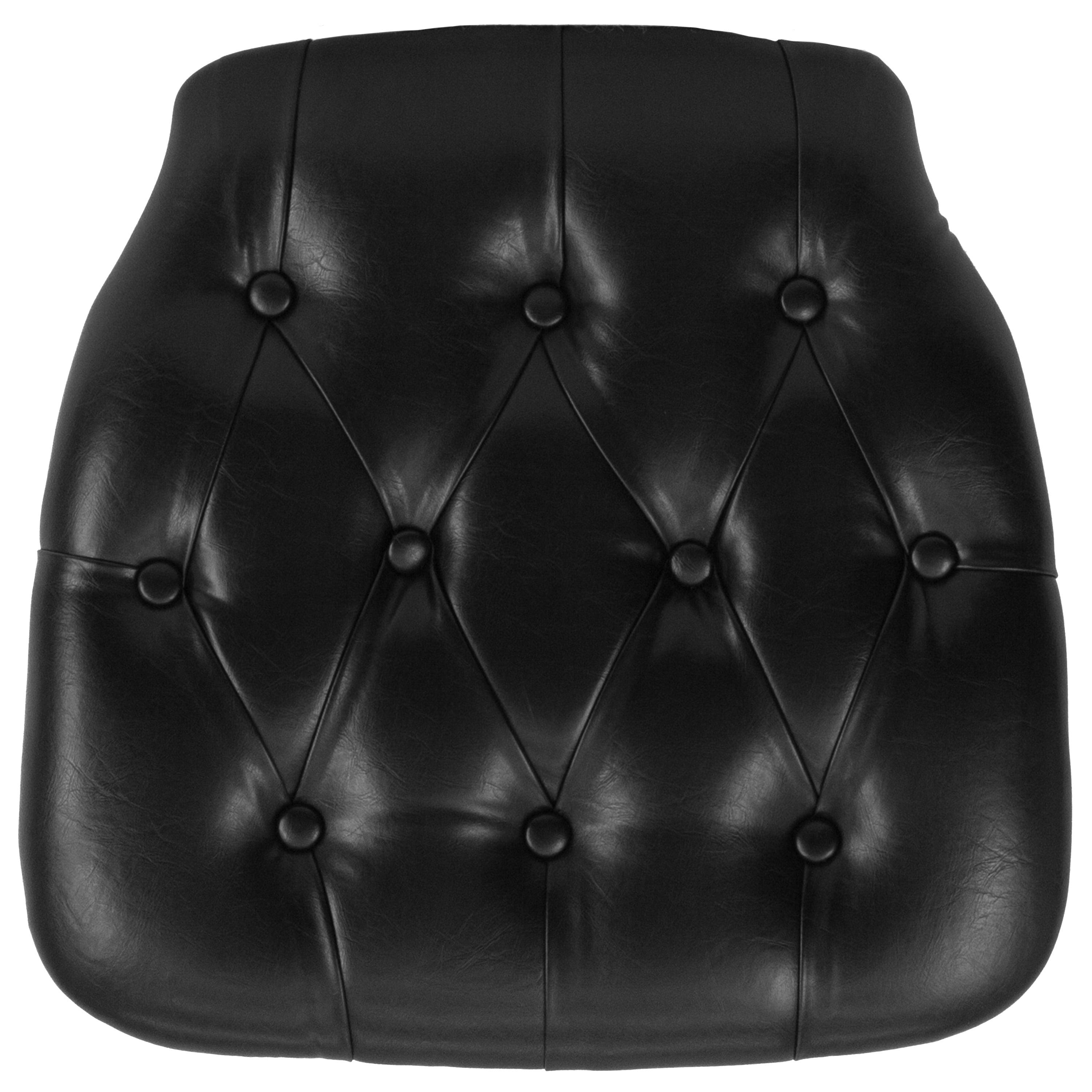 Elegant Black Tufted Vinyl Chiavari Chair Cushion for Dining Comfort