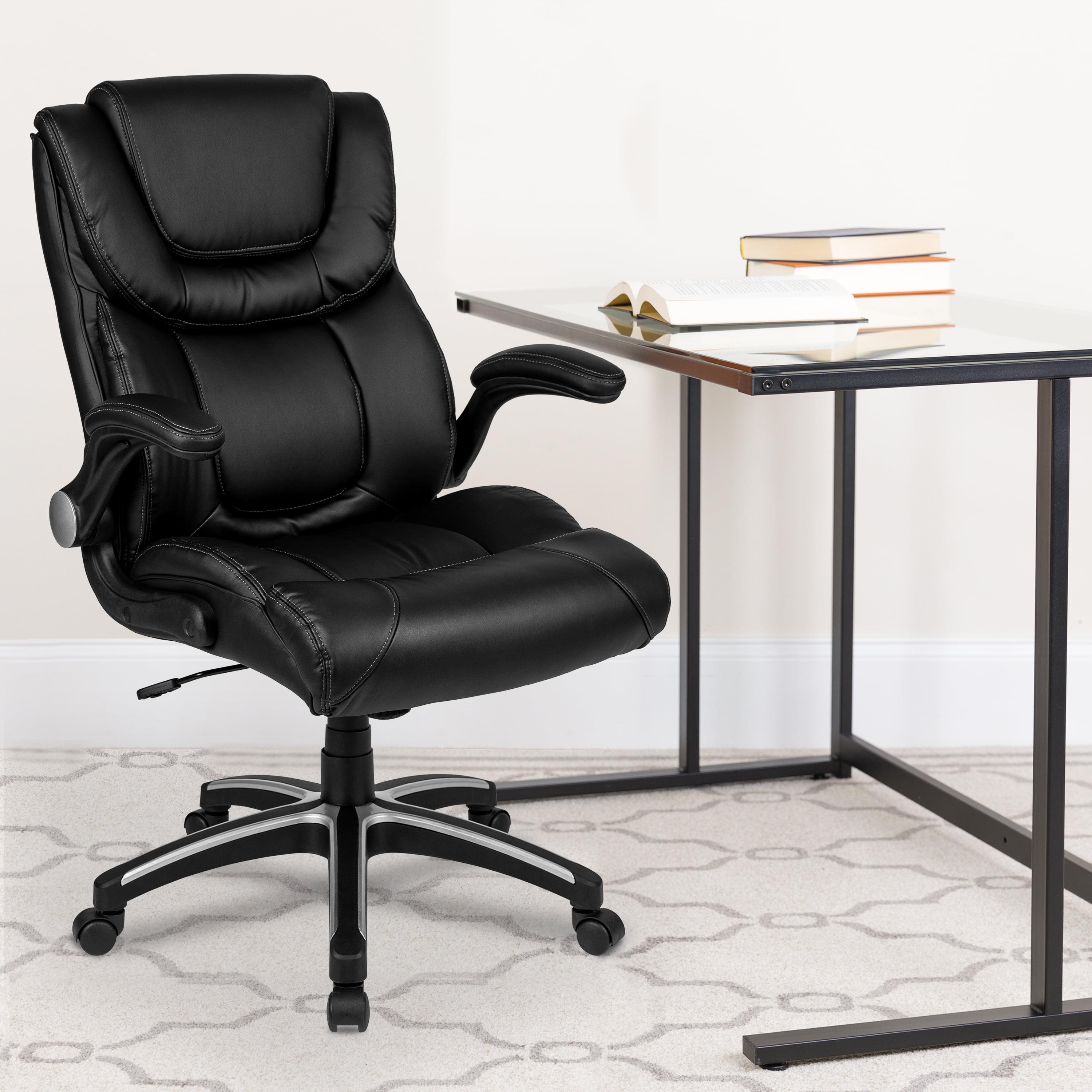 Executive High Back Black LeatherSoft Swivel Office Chair with Lumbar Support