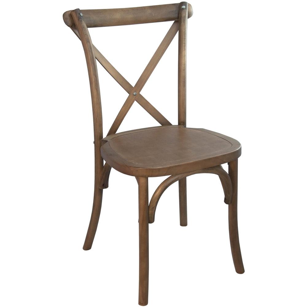 Light Brown Elm Wood Cross Back Dining Chair