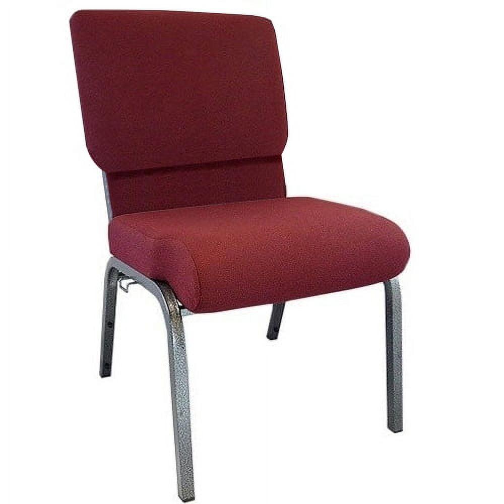 Maroon Fabric and Metal Stacking Church Chair