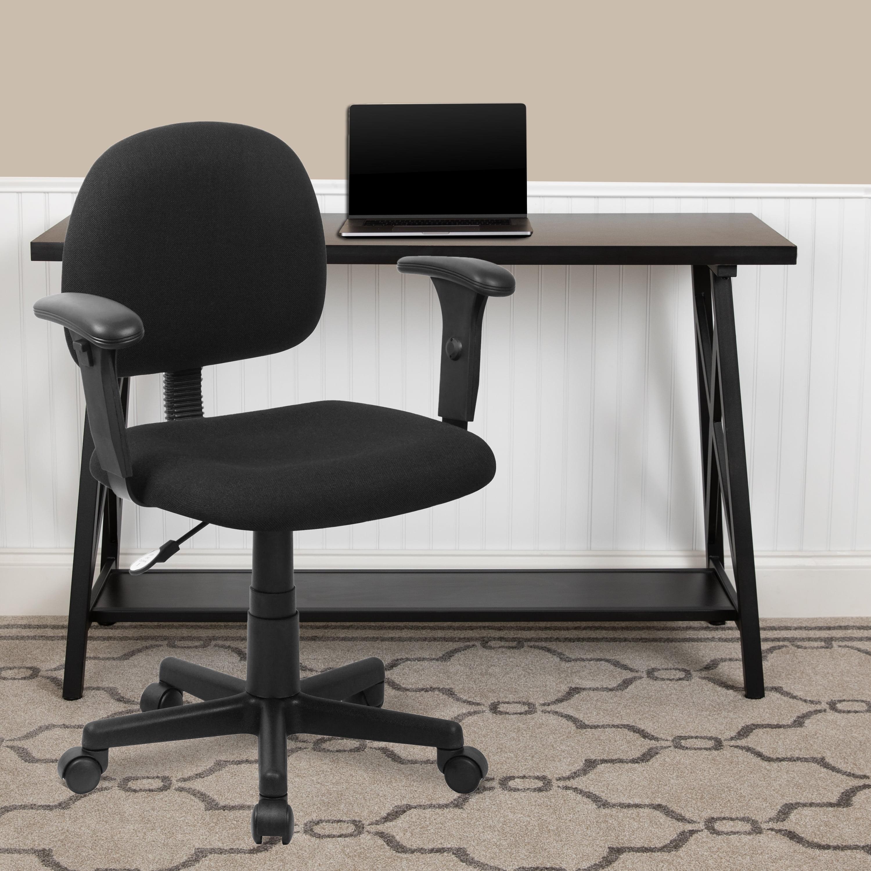 Ergonomic Black Fabric Task Chair with Adjustable Arms