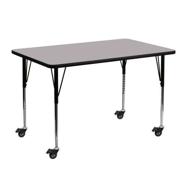 Flash Furniture Goddard Mobile 24''W x 48''L Rectangular HP Laminate Activity Table - Adjustable Legs