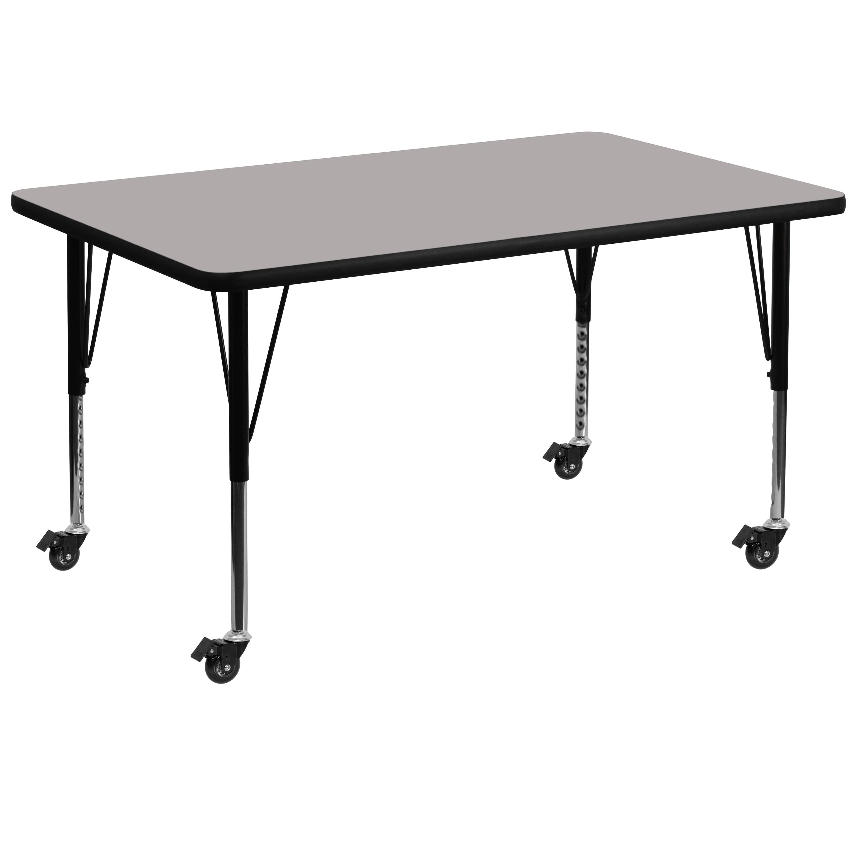 Flash Furniture Goddard Mobile 24''W x 48''L Rectangular HP Laminate Activity Table - Adjustable Legs