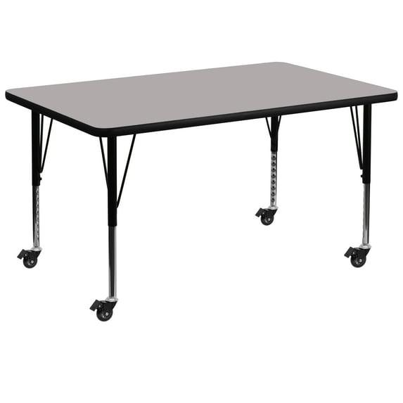 Flash Furniture Goddard Mobile 24''W x 48''L Rectangular HP Laminate Activity Table - Adjustable Legs