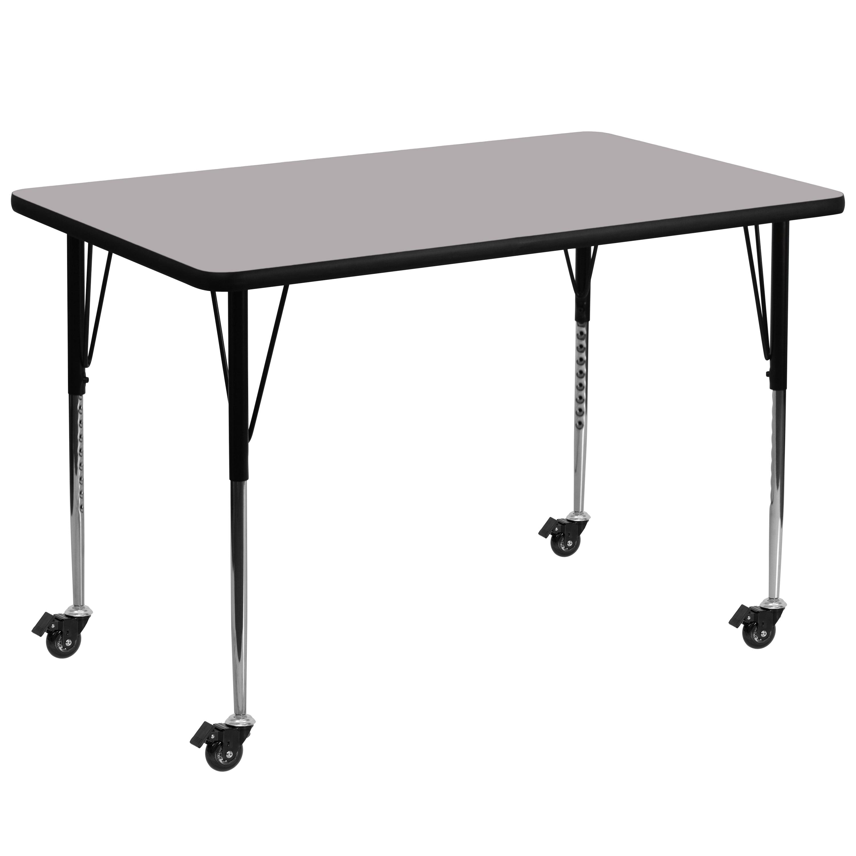 Flash Furniture Goddard Mobile 24''W x 48''L Rectangular HP Laminate Activity Table - Adjustable Legs