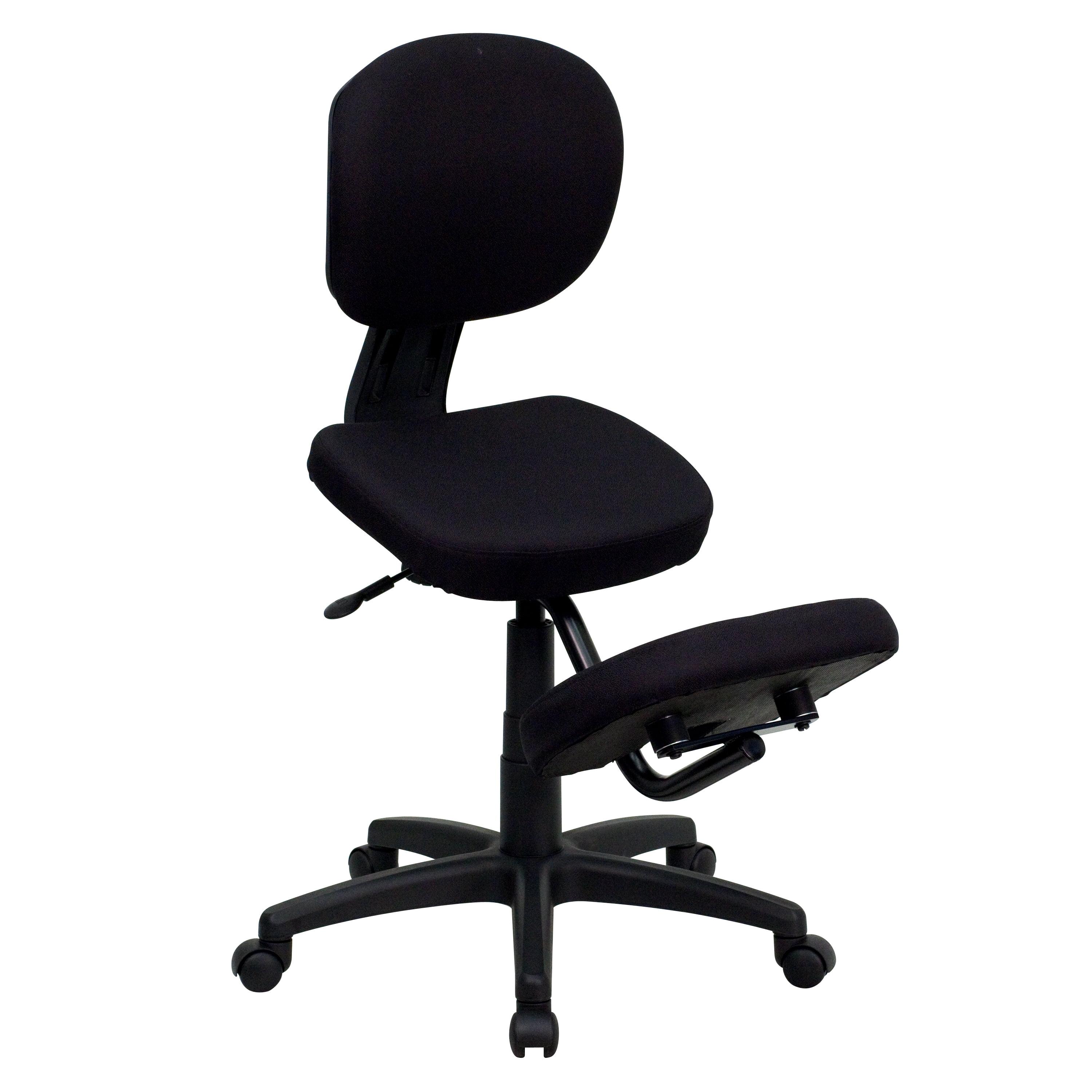 42" Swivel Ergonomic Kneeling Office Chair in Black Fabric and Wood