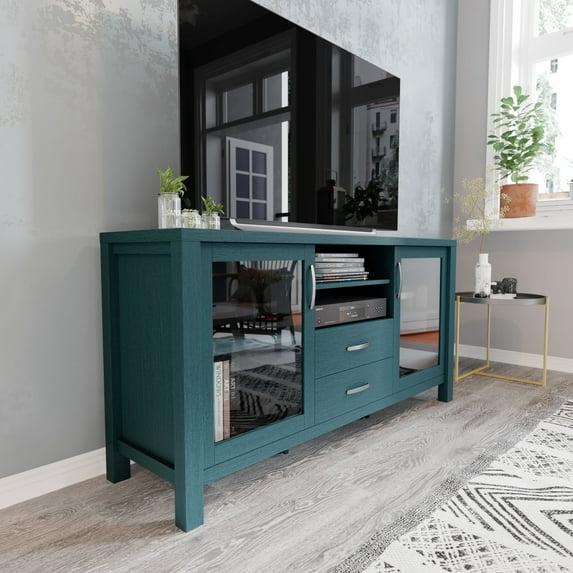 Flash Furniture 59" Engineered Wood Buffet Sideboard Storage Cabinet w/ 2 Drawers, Doors in Teal