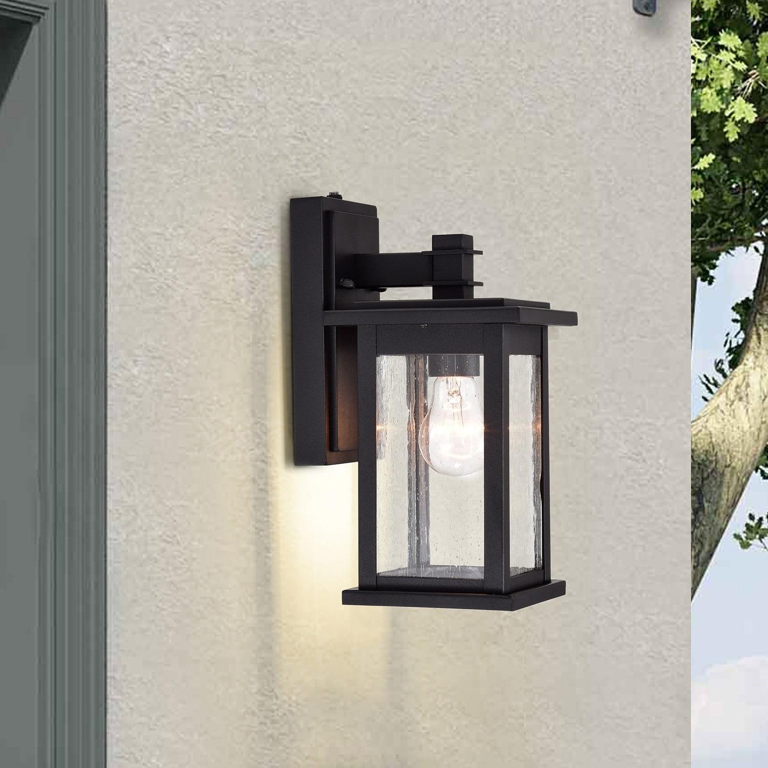 Black and Bronze Dimmable Outdoor Wall Lantern Sconce