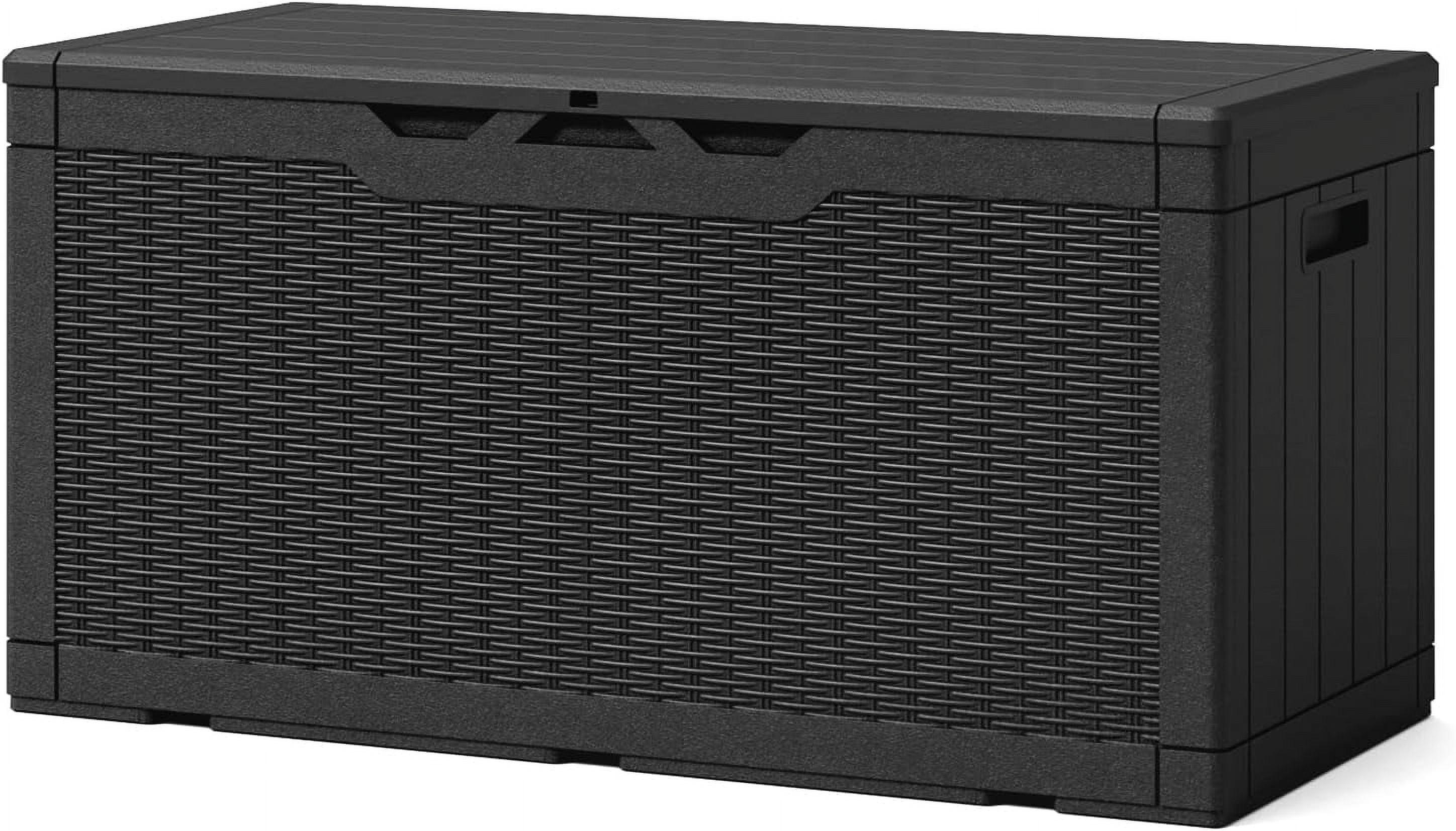 Black Resin Wicker Lockable 100 Gallon Deck Box