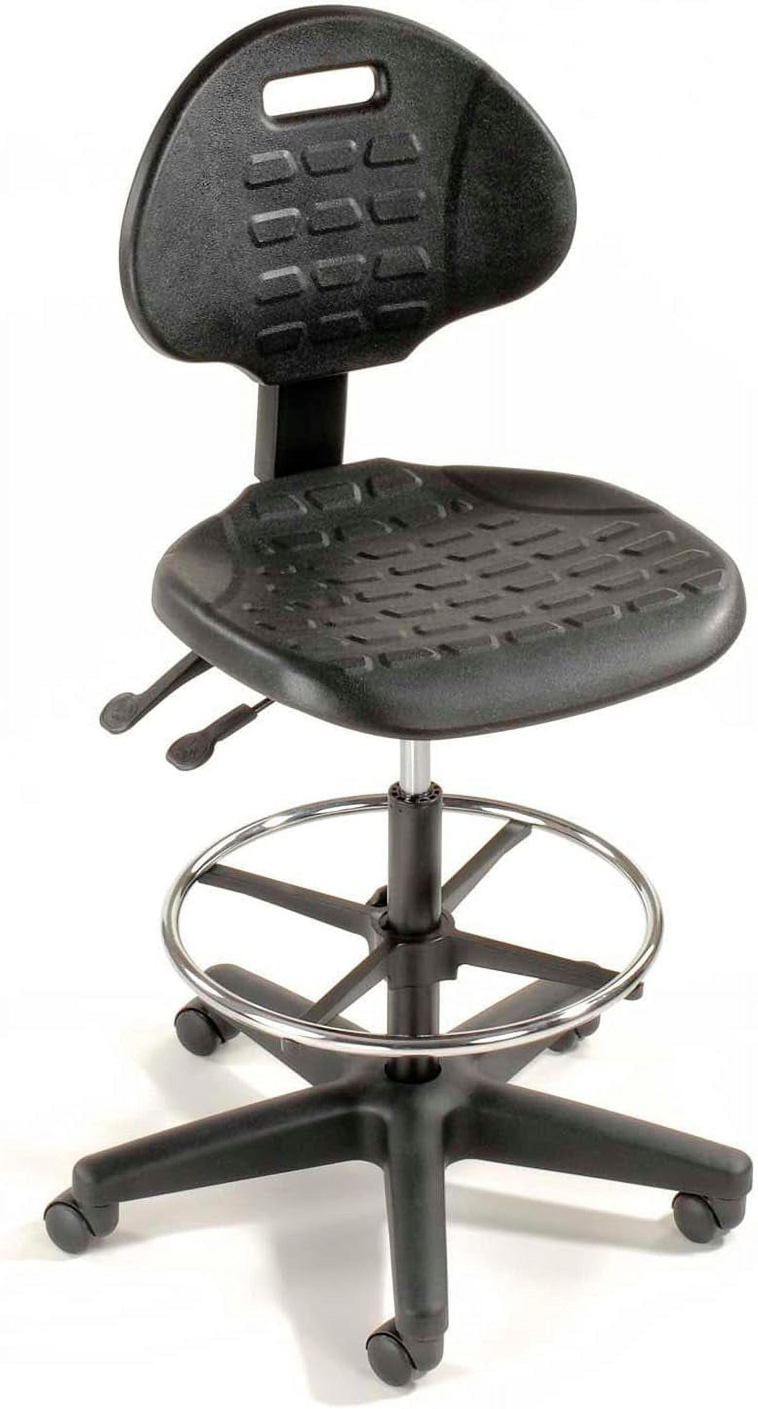 Adjustable Black Steel Polyurethane Ergonomic Stool, 275 lbs Capacity