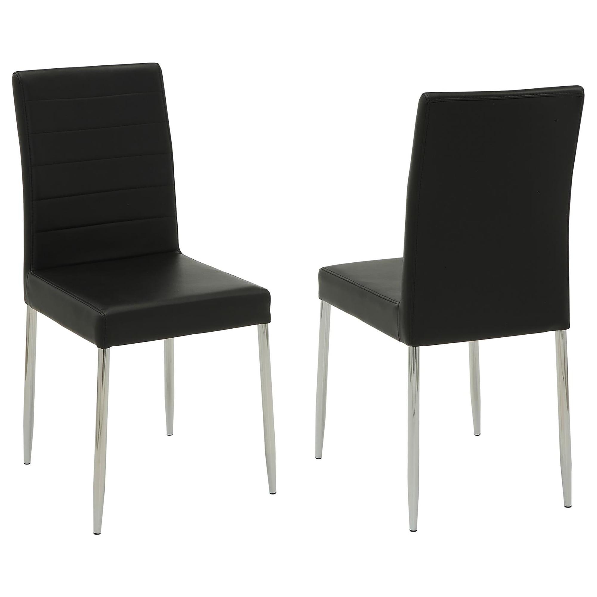 Black And Chrome Upholstered Dining Chairs (Set Of 4)