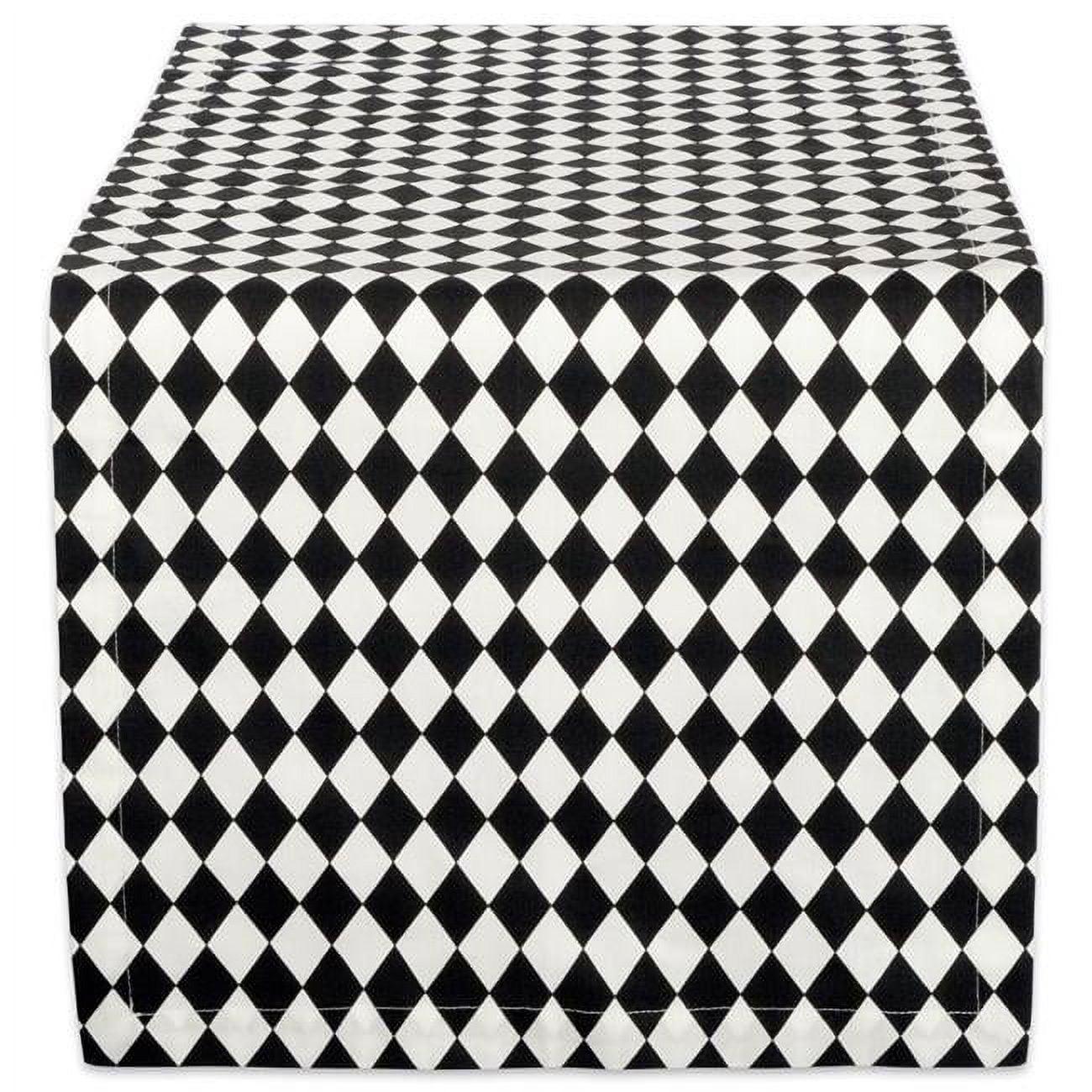 DII Halloween Tabletop, Harlequin Collection, Table Runner, 14x108, Black and Cream