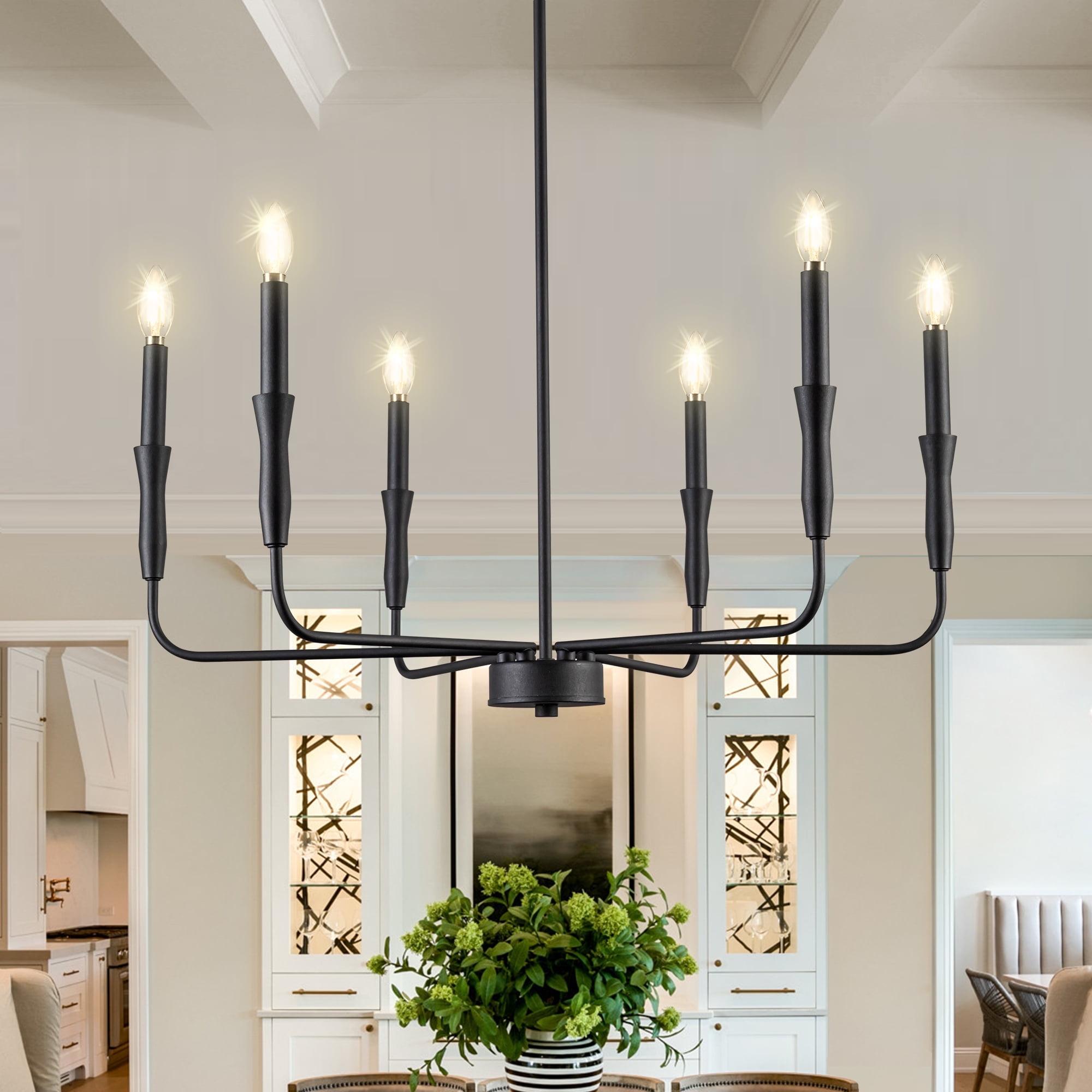 SineRise Black Chandelier, 6-Light Modern Farmhouse Chandelier, Candle Chandelier Light Fixtures, Rustic Industrial Chandelier for Entryway, Bedroom, Foyer and Living Room