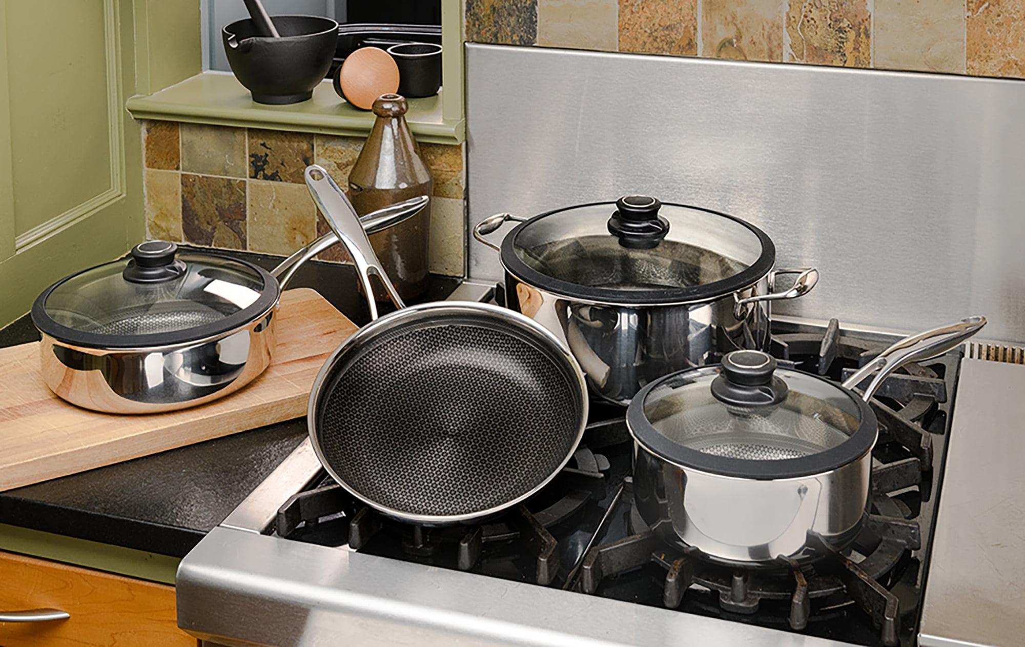 7 Piece Stainless Steel Nonstick Cookware Set with Glass Lids