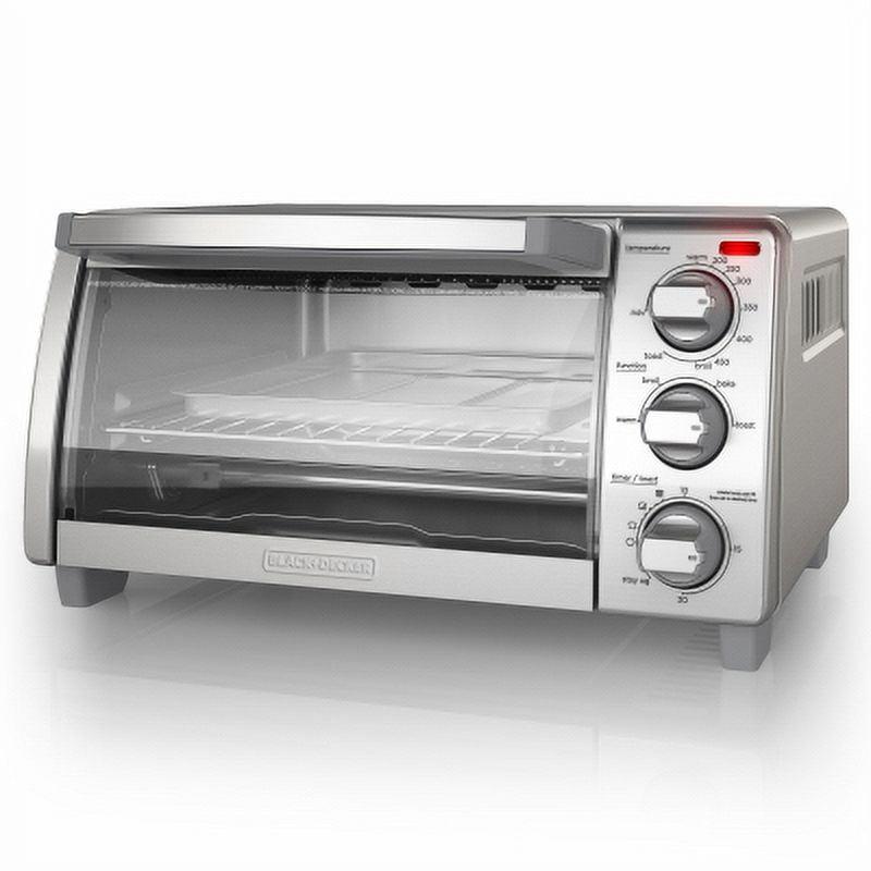 Black and Silver 4-Slice Digital Toaster Oven with Broiler