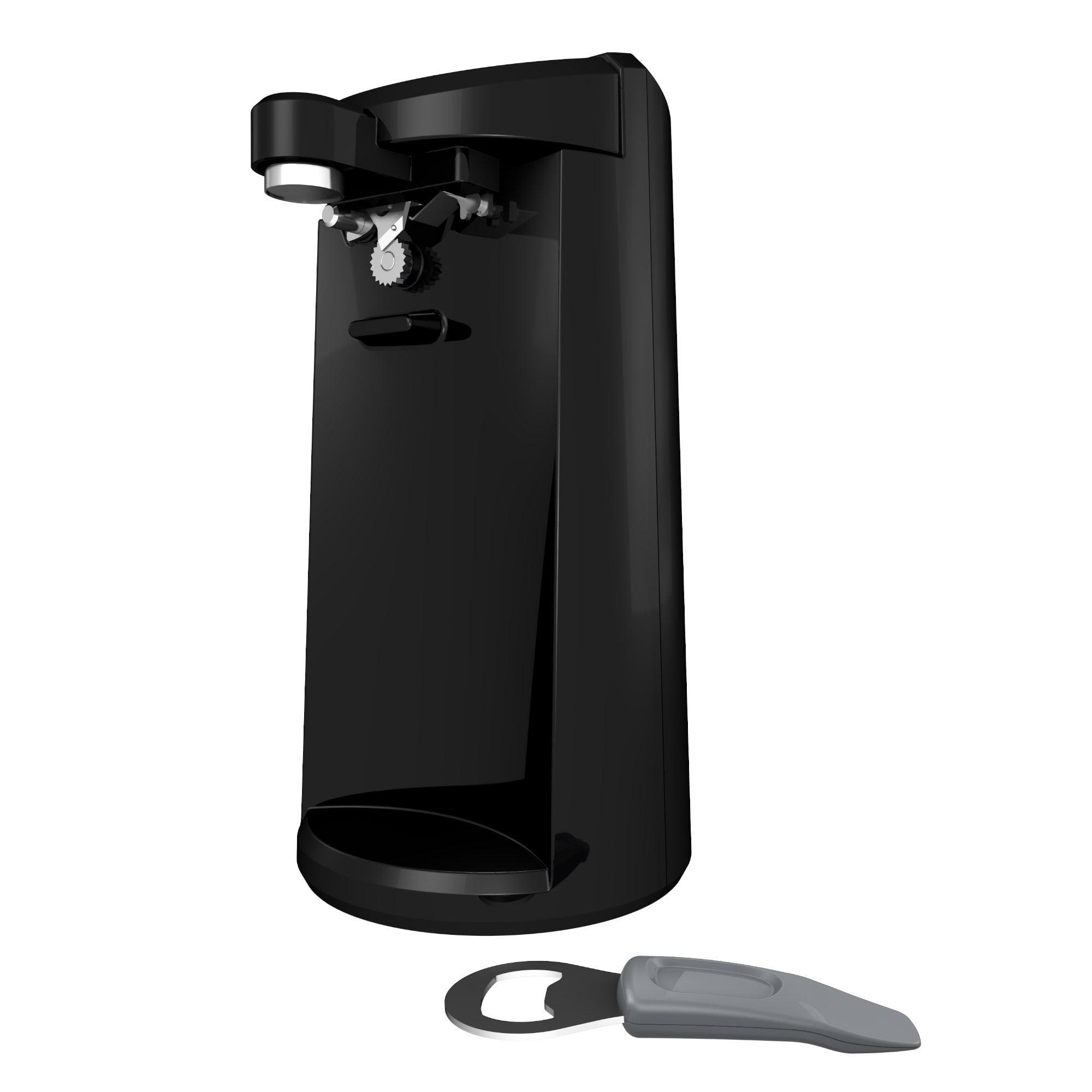 Black Extra-Tall Plastic Electric Can Opener with Multi-Tool