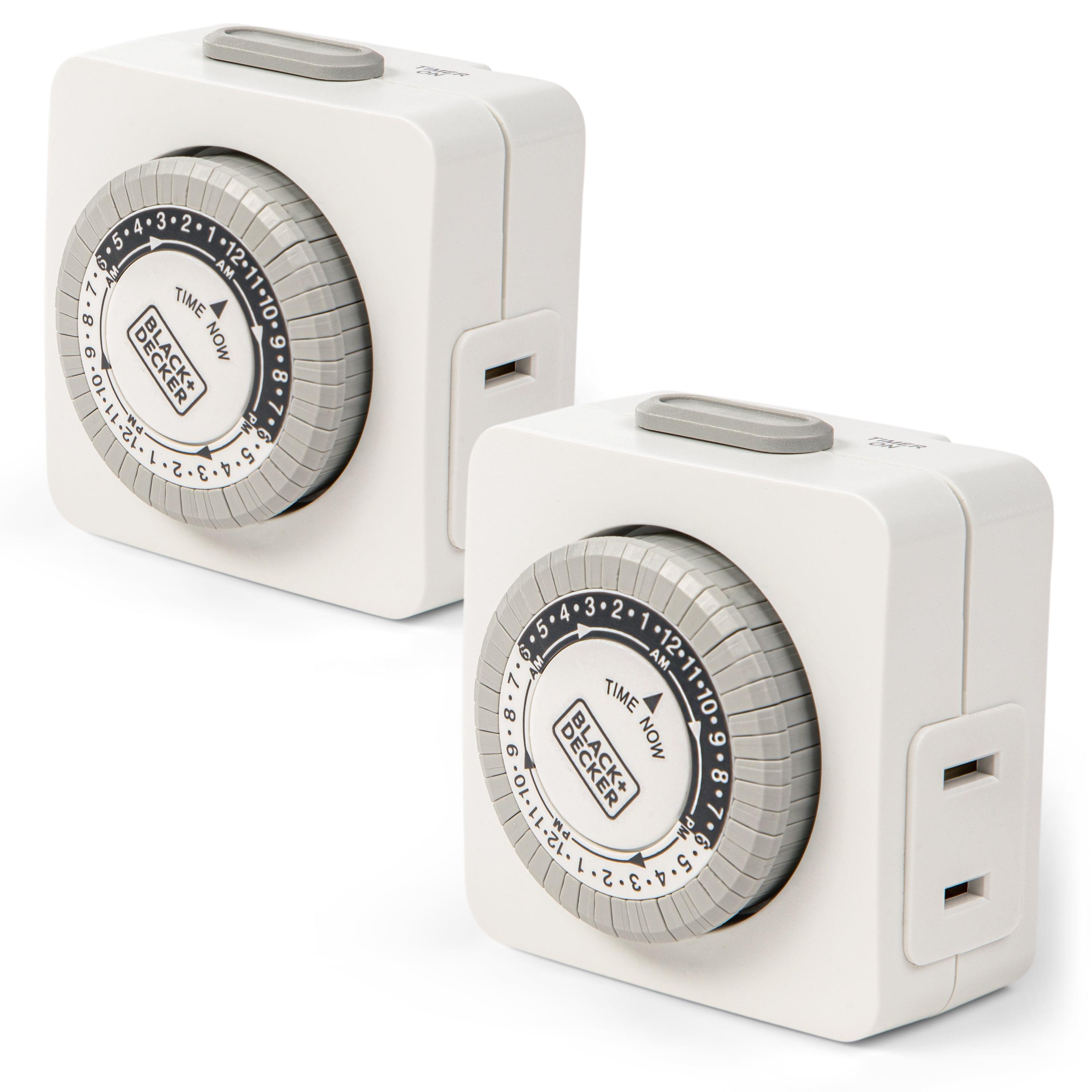 White and Gray Analog Indoor Programmable Timer, 2-Pack