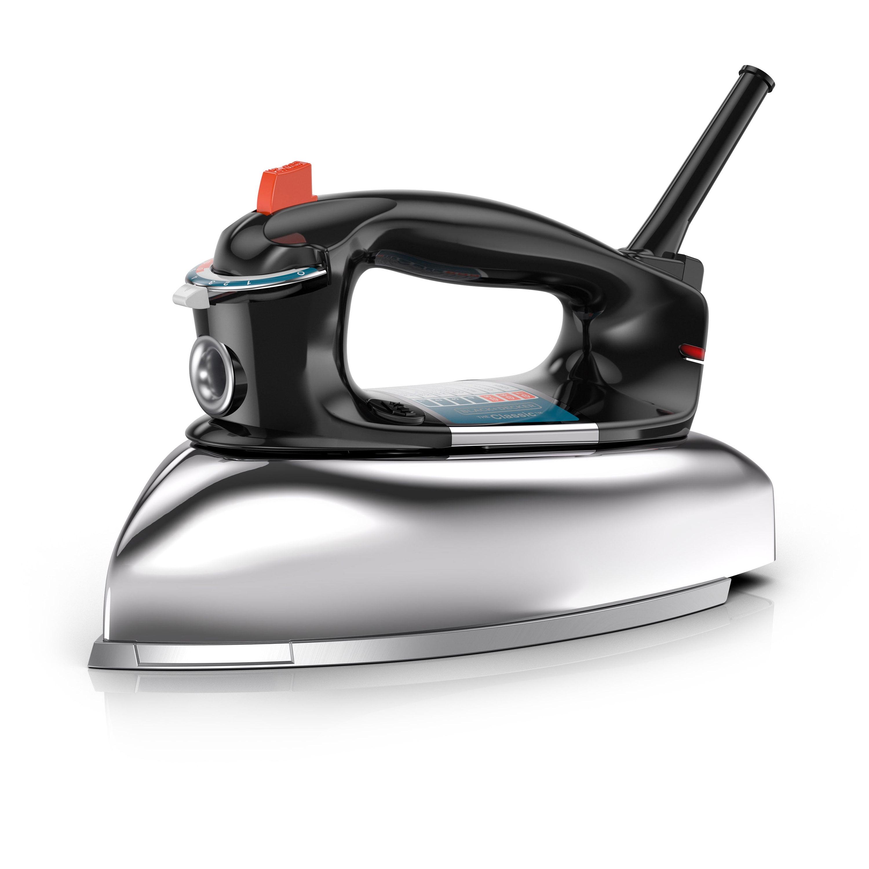 Black and Silver Aluminum Soleplate Steam Iron with 7 Temperature Settings