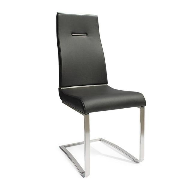 Black Dining Chair with Brushed Stainless Steel Set of 2