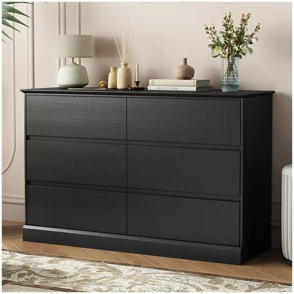Hommoo 6 Drawer Double Dresser for Bedroom Black