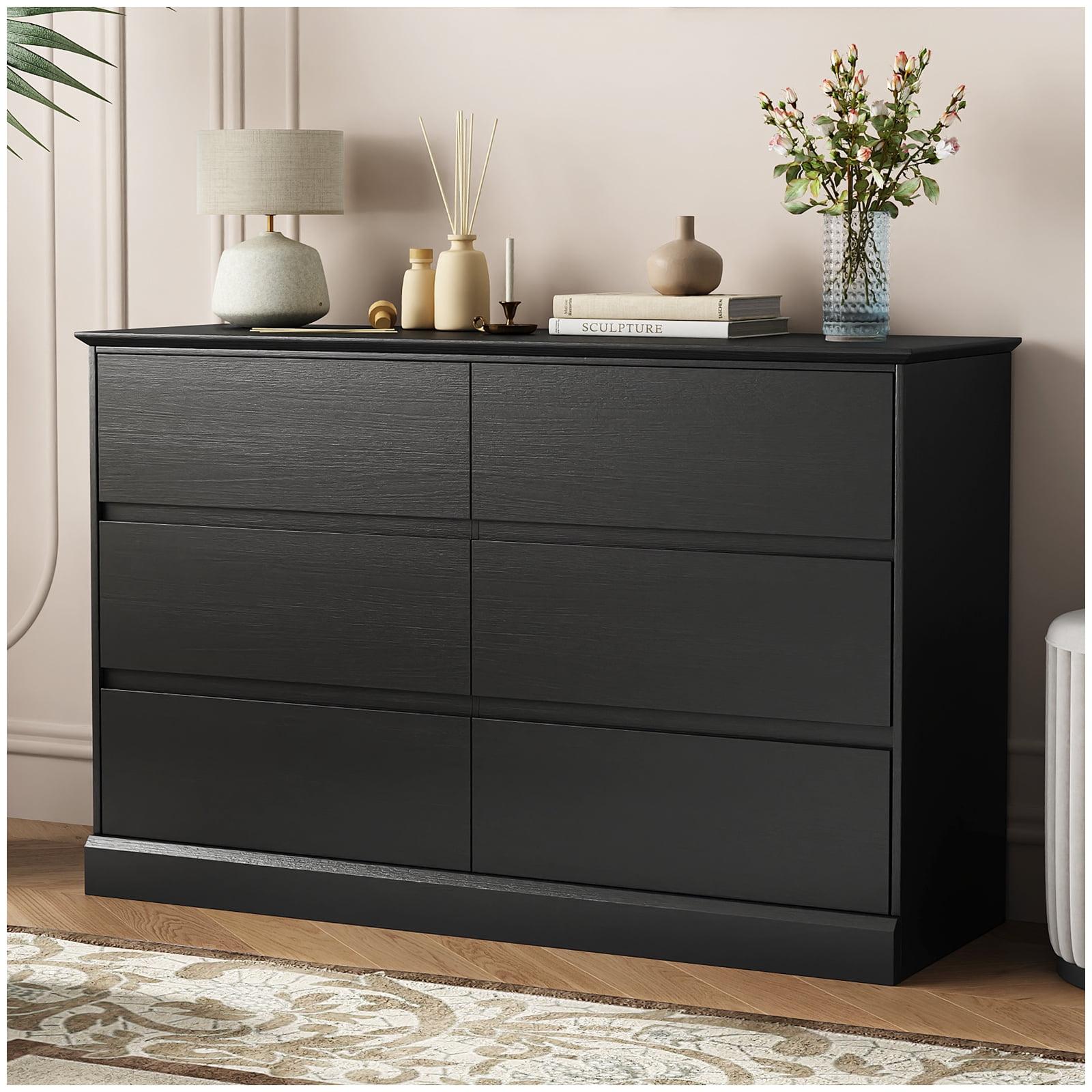 Hommoo 6 Drawer Double Dresser for Bedroom Black