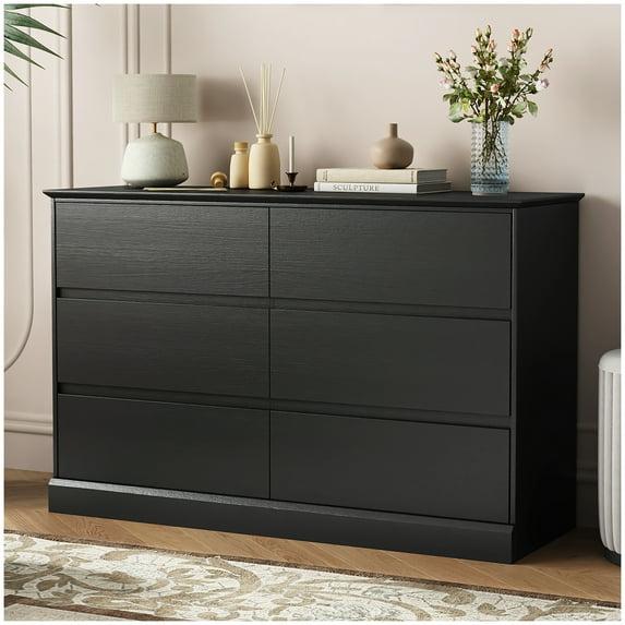 Hommoo 6 Drawer Double Dresser for Bedroom Black