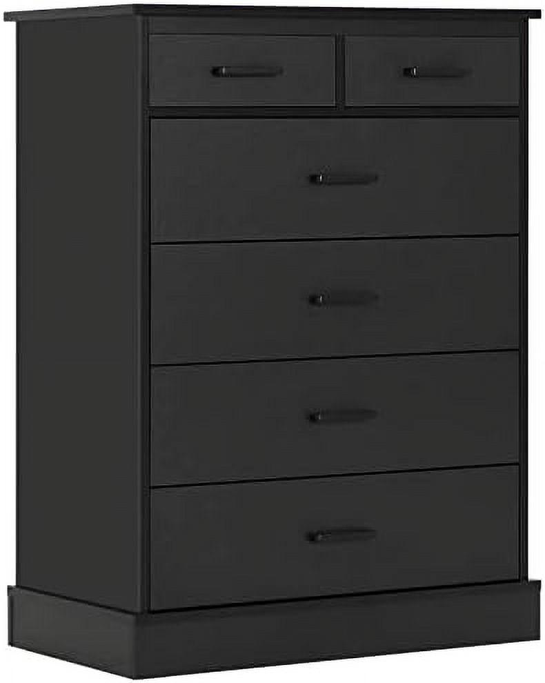 Black Vertical 6-Drawer MDF Wood Storage Dresser